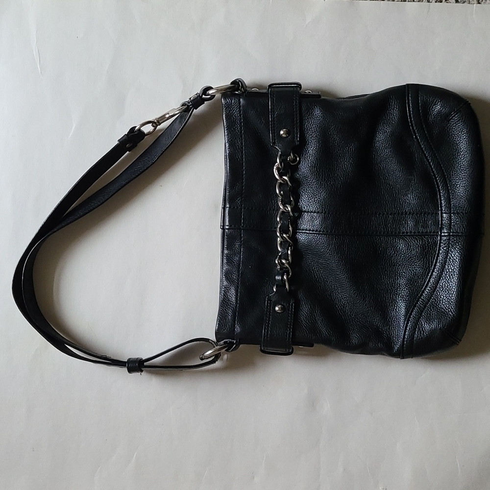 Coach black genuine leather crosbody shoulder bag